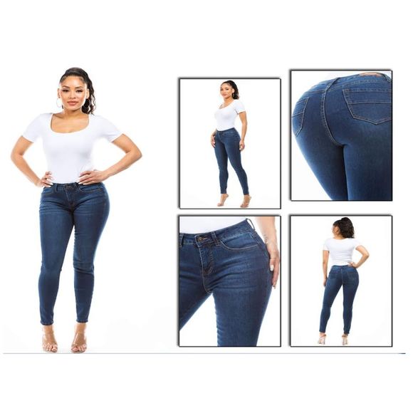 JEANS STRETCH DENIM BLUE, H2 XA 198 SIZE 9, WAIST 31 SKINNY, Butt LIFTING - Picture 2 of 9